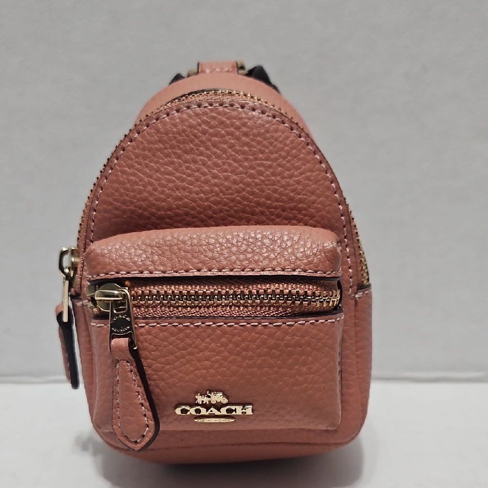 Coach Blush Leather Mini Backpack Charm with Gold Details